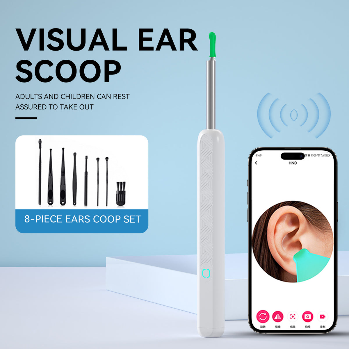 Visual Ear Pick with HD Camera & LED Light Safe ear-cleaning tool feat ...