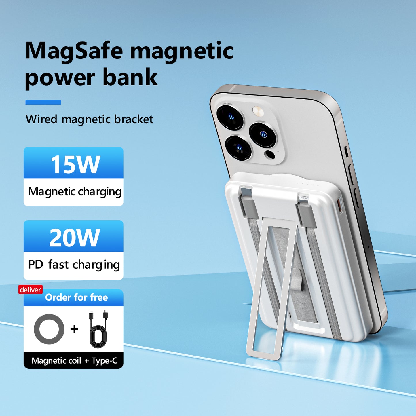 10000mah Magnetic Wireless Power Bank Portable Charger Battery Pack Capacity 10000mAh Magnetic Battery Wireless Power Bank,20W Fast Charging Portable Charger,3-in-1 Wireless Charger Built-in Cables foriPhone 16. 15.../Samsung/iPad4
